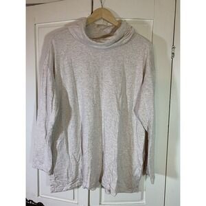 J. Jill Cowl Neck Top Large Tunic Heathered Wheat‎ Lagenlook Pockets Coastal